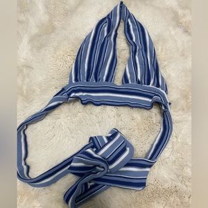 blue and white striped crop